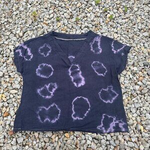 Hand Dyed Cotton Crop Top Womens S Purple Lightweight Summer Boho Beachy